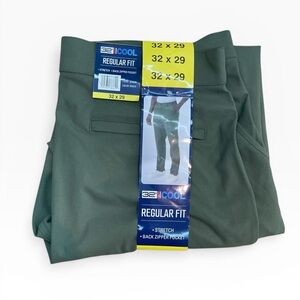 32° COOL Regular Fit stretch Chino Men's Pants Olive Green size 32 × 29
